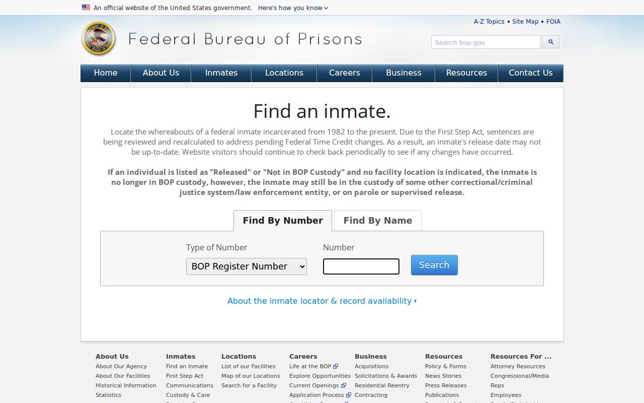 Federal inmate locator distinguished from Bedford County arrest records