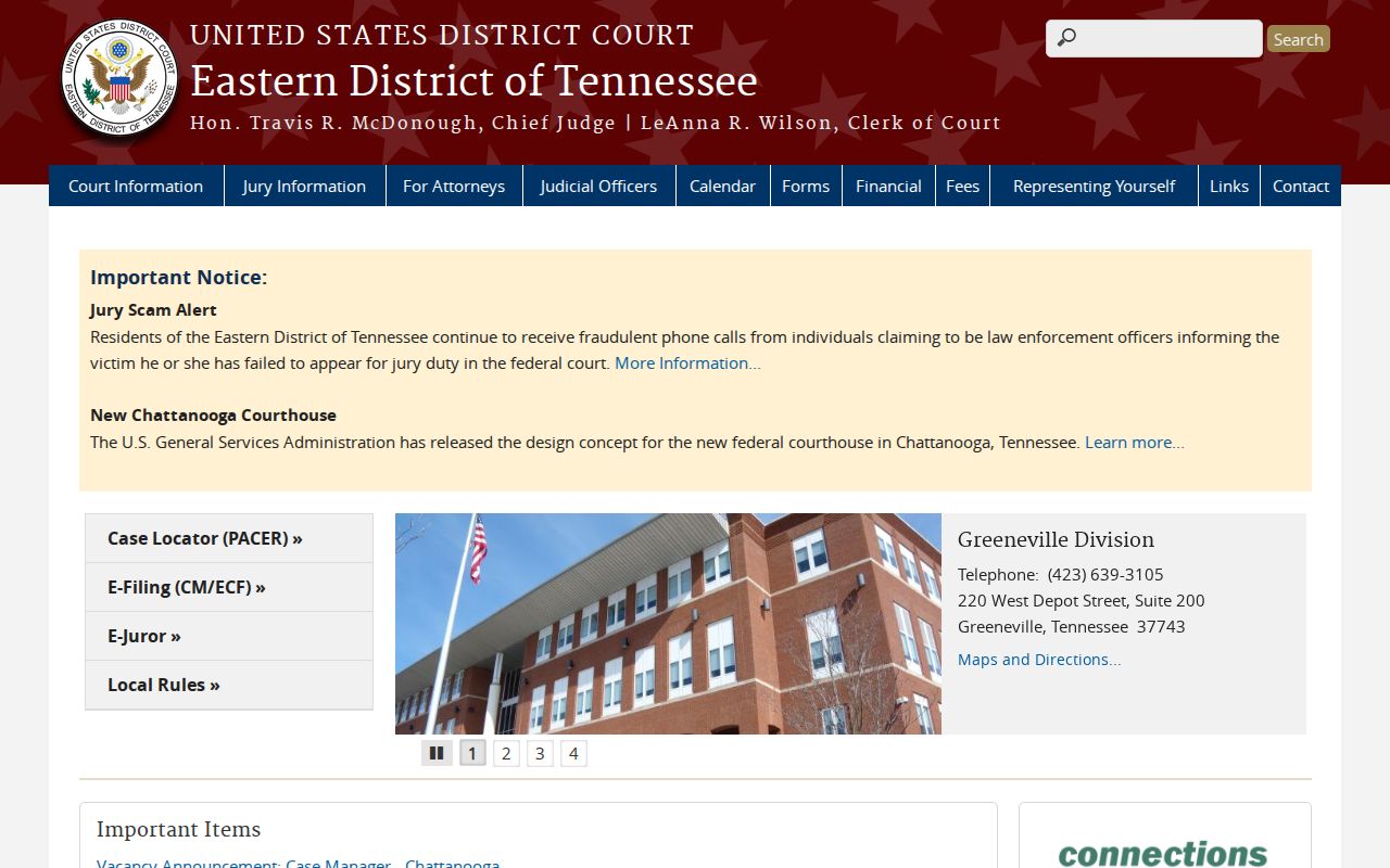 Eastern District federal court source for Bedford County criminal cases