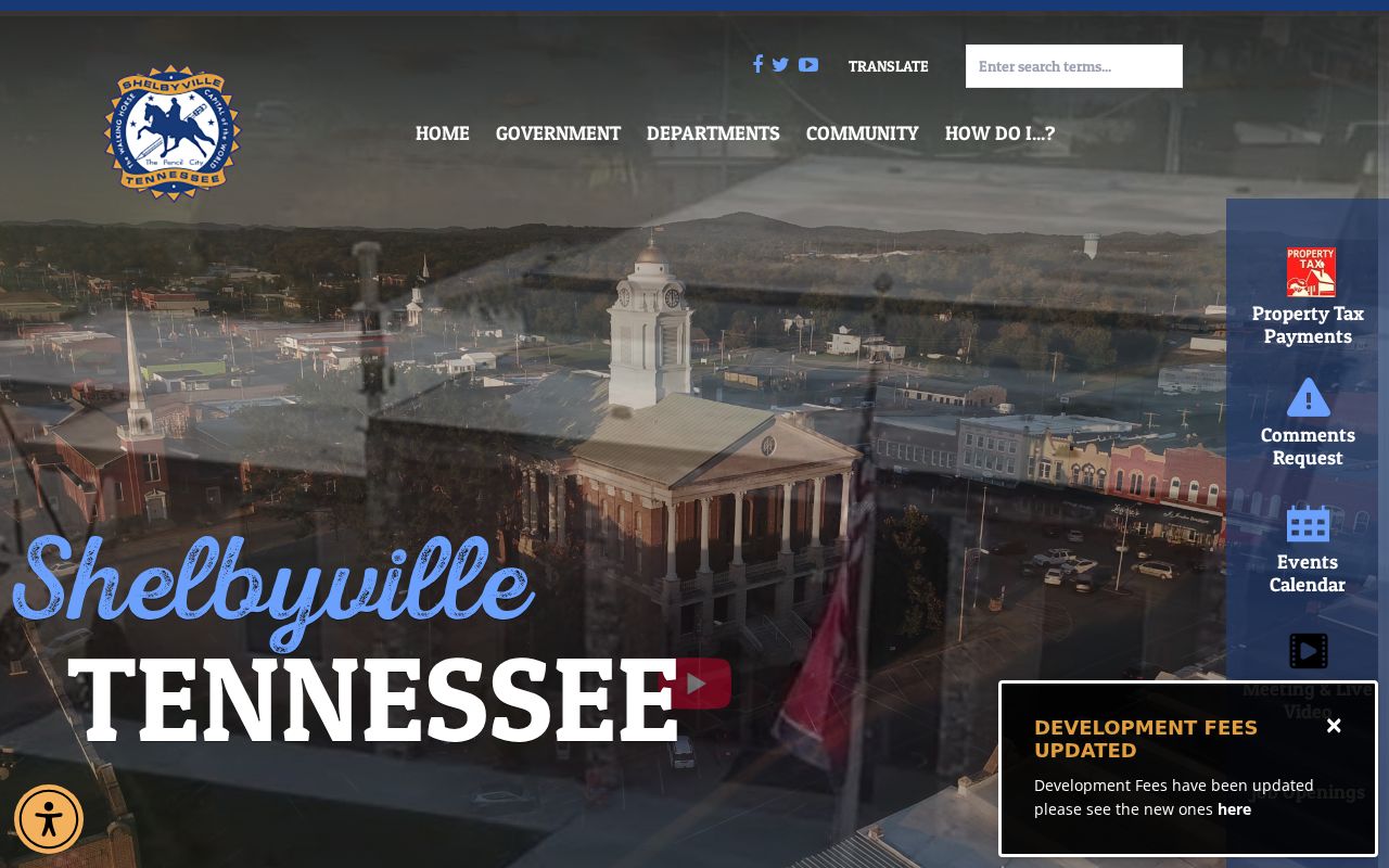 Shelbyville city government gateway for Bedford County criminal records